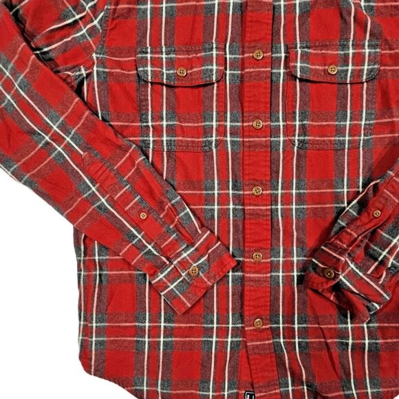 Abercrombie & Fitch Men’s Red Plaid Flannel Button Down Shirt Size Large - Picture 5 of 10